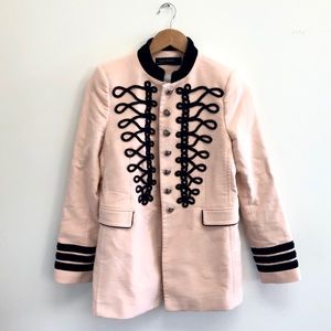 Zara Pink Military Velvet Jacket Coat Size S
